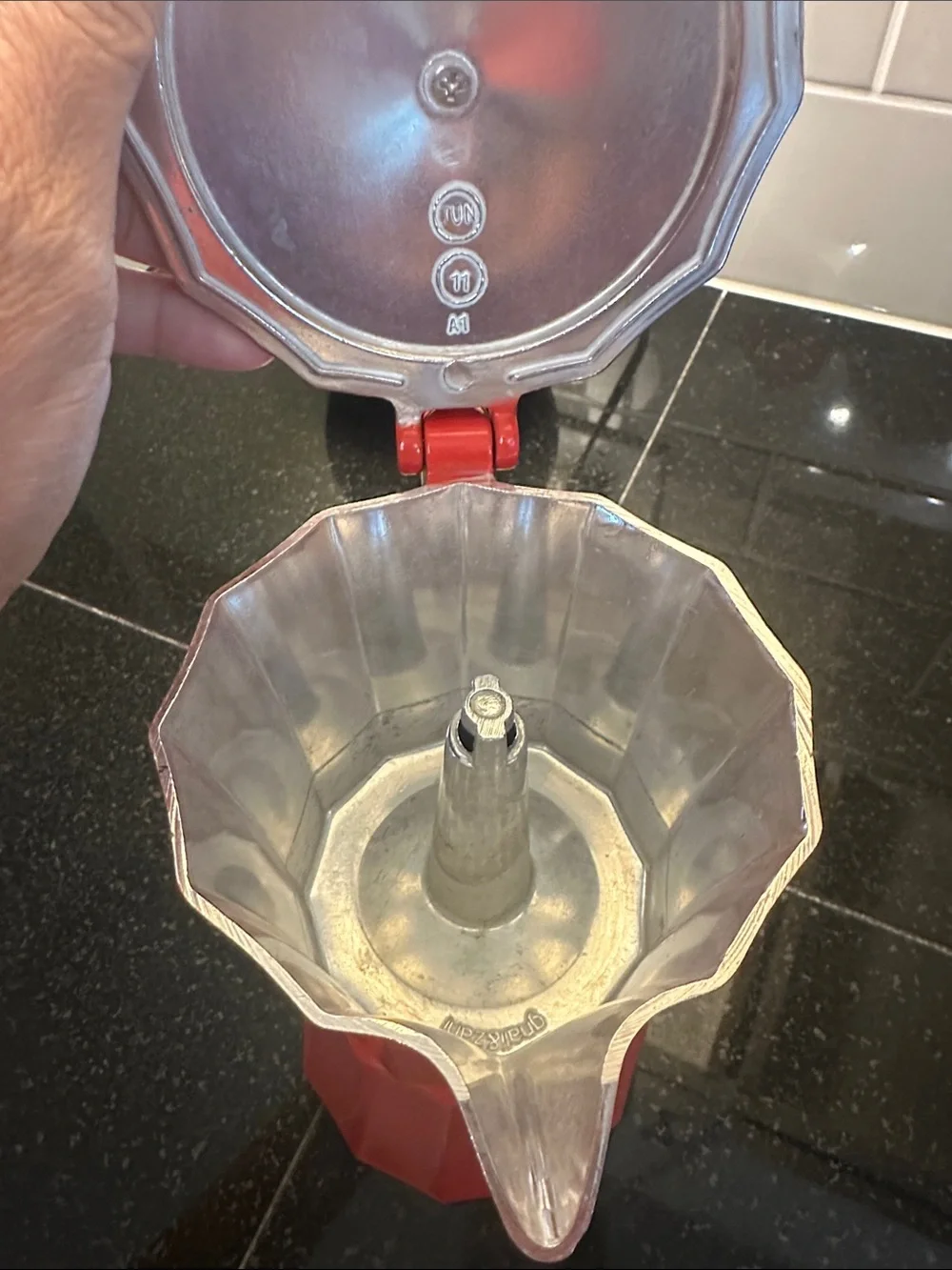 Red Stovetop Espresso Maker Moka Pot with Black Handle